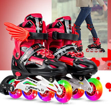Load image into Gallery viewer, Children's new inline skates set, safe and comfortable adjustable size skates, boys and girls beginners full flash skates