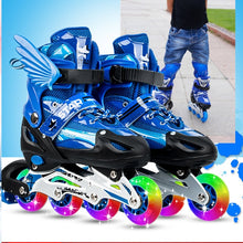 Load image into Gallery viewer, Children's new inline skates set, safe and comfortable adjustable size skates, boys and girls beginners full flash skates