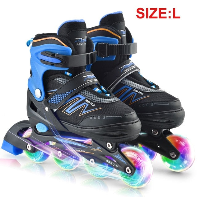 Inline Skates Adjustable Rollerblades with Illuminating Wheels Outdoor Roller Skates Children Tracer Adjustable Inline Skate