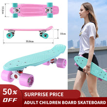 Load image into Gallery viewer, Adult children 22 inch four wheel plastic small fish board skateboard long board mini brush street long board easy to carry
